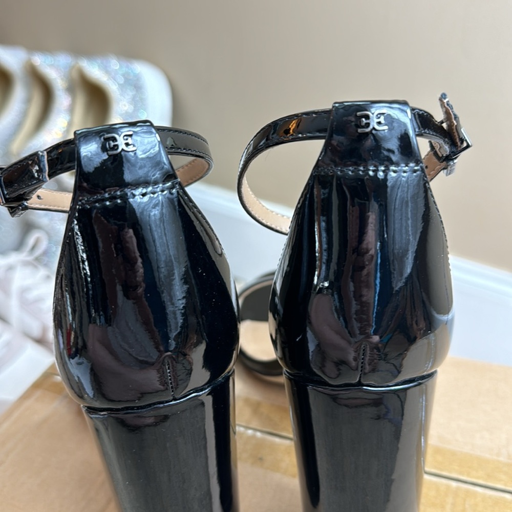 Sam Edelman 🖤 Yaro Ankle Strap Sandal • Black Patent • Size 10.5 • Worn Once • - Picture 8 of 17